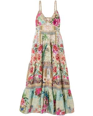 CAMILLA Floral-Print Linen Maxi Dress - White