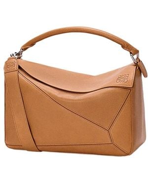 Loewe Large Puzzle Leather Tote Bag - Brown