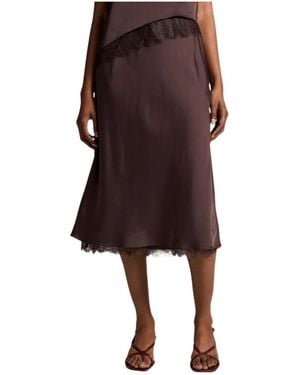 Vince Lace-Trim Midi Skirt - Brown