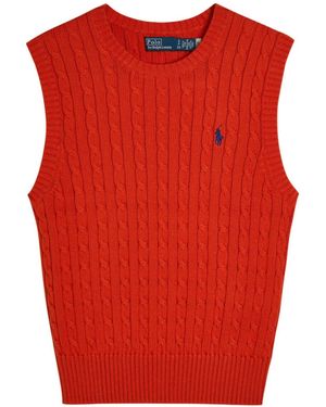 Polo Ralph Lauren Logo-Embroidered Cable-Knit Cotton Vest
