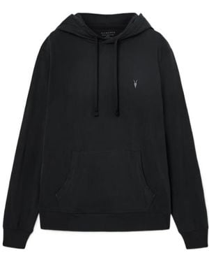 AllSaints Brace Pullover Brushed Cotton Ramskull Hoodie - Black