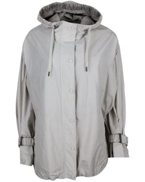 Brunello Cucinelli Long-Sleeved Drawstring Hooded Jacket - Gray