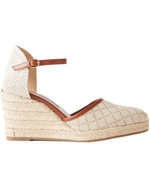 Manolo Blahnik Espadrahi 90 Leather-Trimmed Woven Canvas Espadrille Pumps - Natural