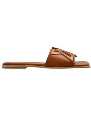 Vic Matié Logo-Debossed Square Open Toe Sandals - Brown