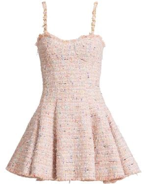 Balmain Flared Tweed Dress - Pink