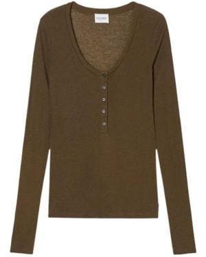 Closed Henley Long-Sleeve Top - Green