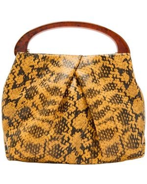 Dries Van Noten Snake-Effect Leather Top Handle Bag - Metallic