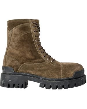 Balenciaga Lace-Up High Boots - Brown