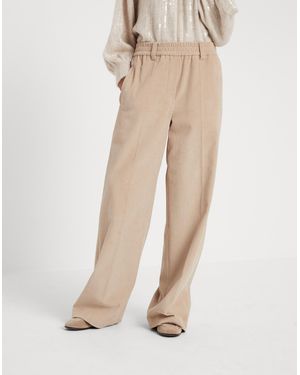 Brunello Cucinelli Corduroy Wide-Leg Trousers - Natural
