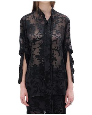 Ann Demeulemeester Dien Neck-Tie Floral Shirt - Black