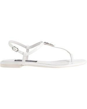 Dolce & Gabbana Genuine Leather Patent Leather Sandals - White
