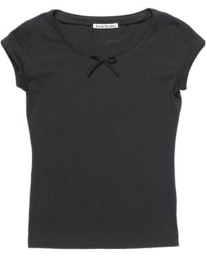 Acne Studios Bow-Detail Cap-Sleeve T-Shirt - Black