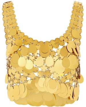 Rabanne Sequined Short Top - Yellow