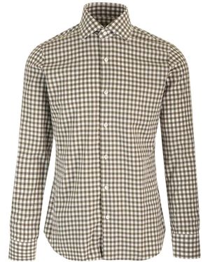 Barba Napoli Curved Hem Checked Shirt - Multicolour