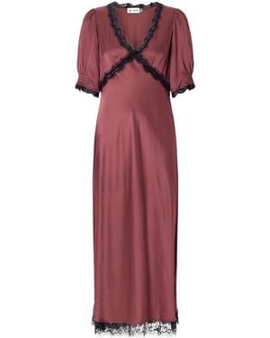RIXO London Annina Lace-Trimmed Satin Midi Dress - Red