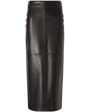 Nour Hammour Selly Panelled Leather Maxi Skirt - Black