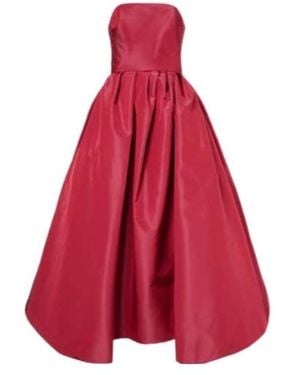 Carolina Herrera Strapless Belted Silk Cocktail Dress - Red