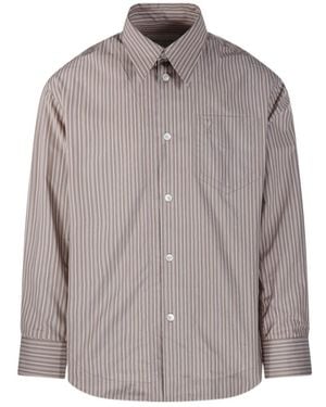 Ami Paris Ami Long Sleeved Striped Shirt - Brown