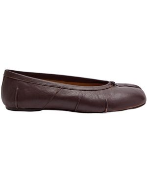 Maison Margiela Solid Color Leather Ballet Flats - Brown