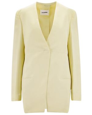 Jil Sander V-Neck Single-Breasted Tailored Blazer - Metallic