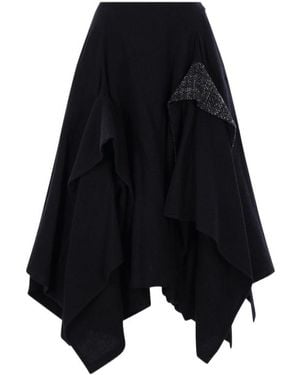 Yohji Yamamoto Asymmetric Hem Midi Skirt - Blue