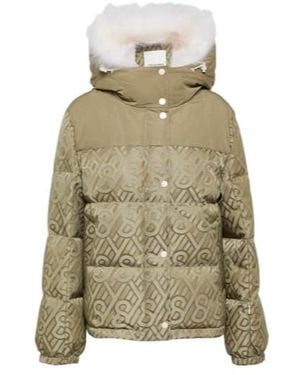 Yves Salomon Logo Shearling-Trimmed Down Jacket - Green