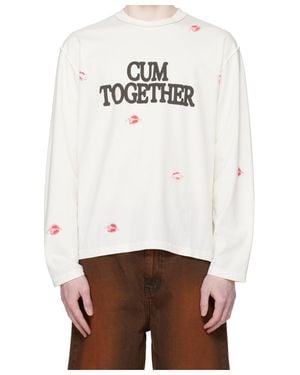 Carne Bollente Crew Neck Long-Sleeved T-Shirt - White