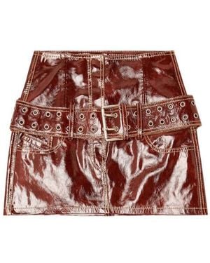 DIESEL Belted Patent-Leather Mini Skirt - Red