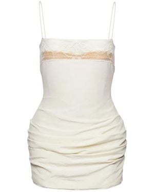 Magda Butrym Draped Lace-Trim Mini Dress - White