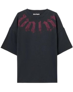Palm Angels Big Neck Logo Loose Fit T-Shirt - Blue