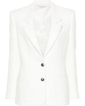 Alessandra Rich Single-Breasted Boucl Blazer - White