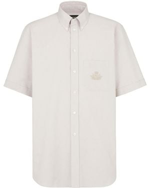 Fendi Logo Embroidered Short-Sleeved Shirt - White