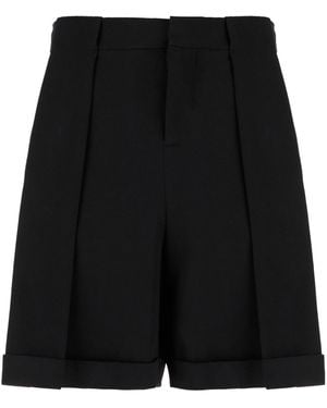Balmain Pleated Gabardine Shorts - Black