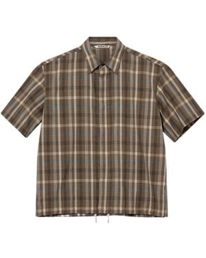 AURALEE Wool Plaid Shirt - Brown