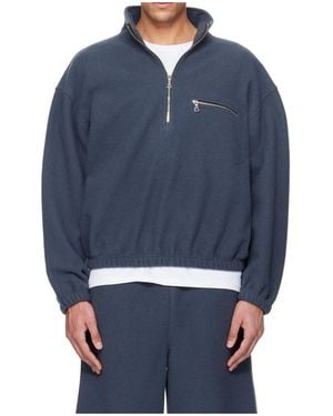 Rier Wool Half-Zip Sweatshirt - Blue