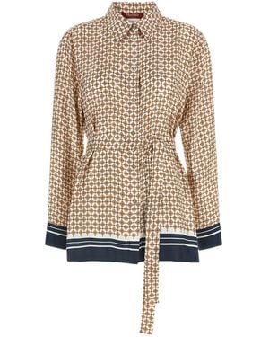 Max Mara Tenuta Print Belted Shirt - Natural