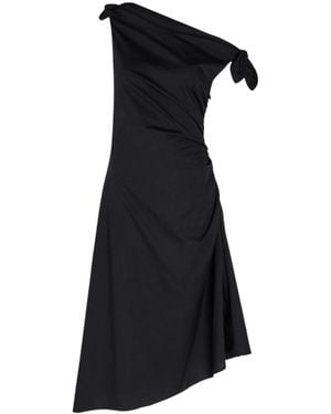 STAUD Ruched Stretch-Cotton Midi Dress - Black