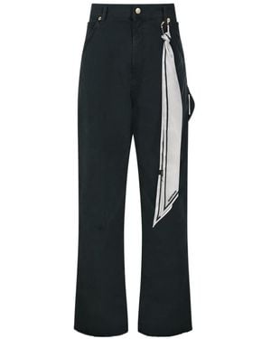 DARKPARK Lisa Scarf-Detailed Distressed Pants - Black