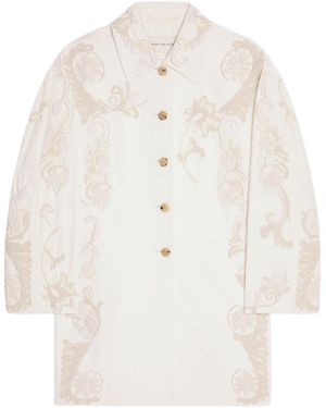 Dries Van Noten Embroidered A-Line Coat - White