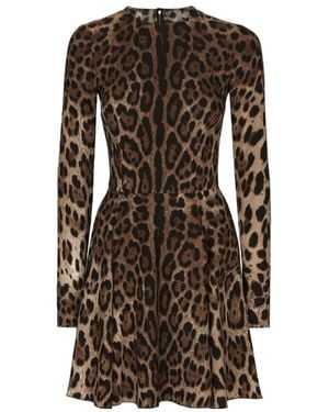 Dolce & Gabbana Leopard-Print Mini Dress - Brown