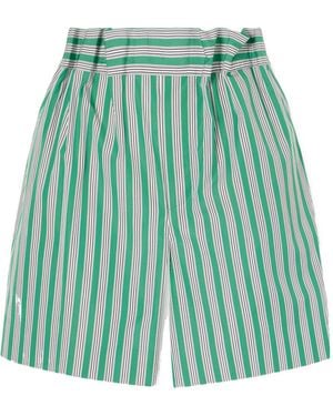 Loewe Striped Pleated Shorts - Green