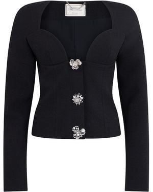 Blumarine Cropped Jewel-Button Blazer - Blue