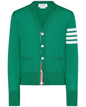 Thom Browne 4-Bar V-Neck Cardigan - Green