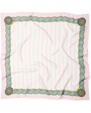 Versace Printed Silk Twill Scarf 90 Cm - White