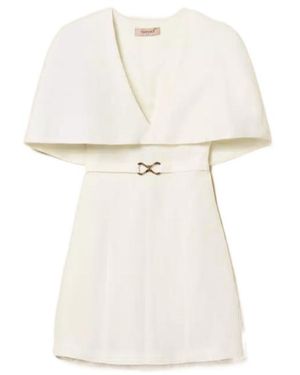 Twinset Cape Belted Mini Dress - White