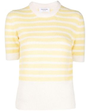 Thom Browne Horizontal-Stripe Knitted T-Shirt - Yellow