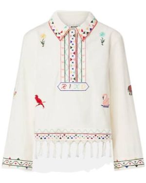 RIXO London Embroidered Shirt - White