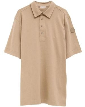 Moncler Logo-Patch Button Polo Shirt - Natural
