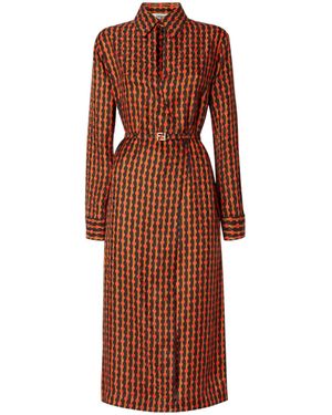 Fendi And Dots Jacquard Silk Dress - Brown