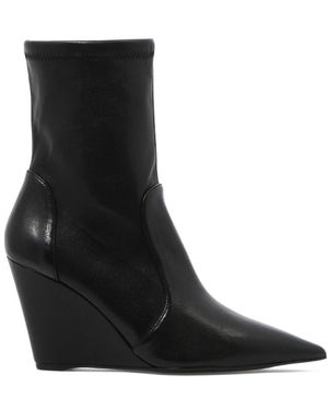 Stuart Weitzman Stuart Wedge Sock Ankle Boots - Black